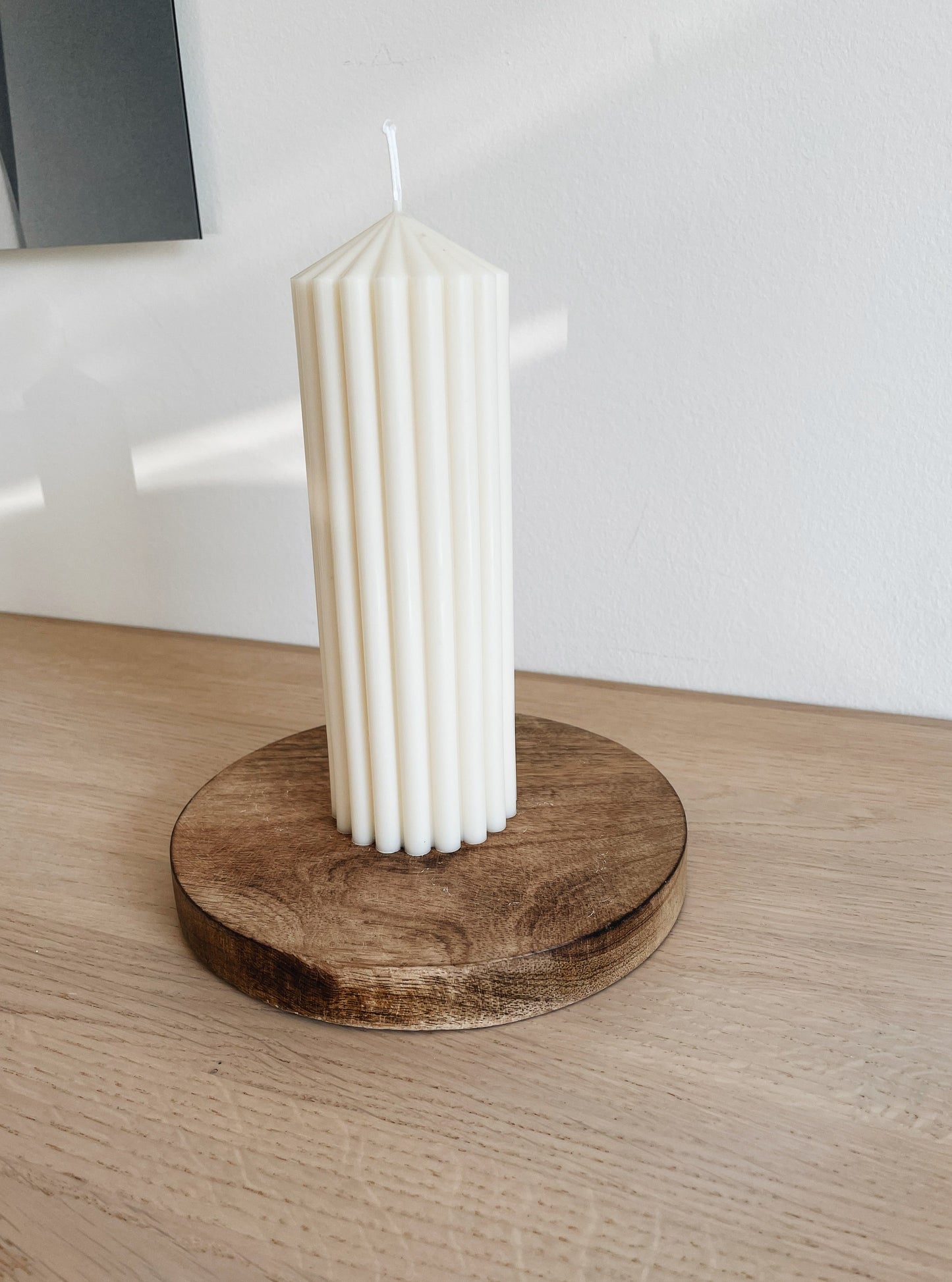 Stumpen Formkerze CHARLES, aus Rapswachs, weiß, H 21 cm