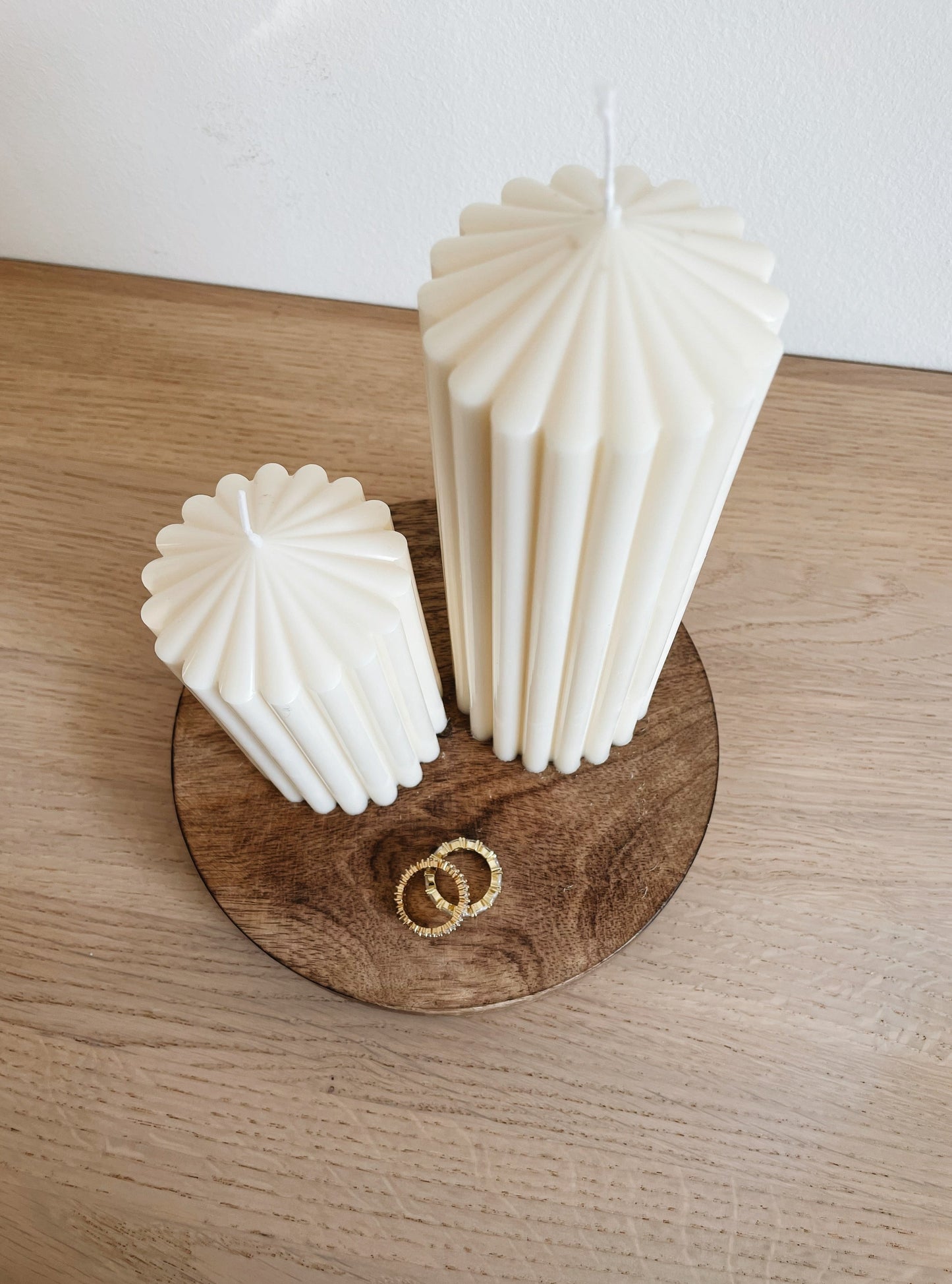 Stumpen Formkerze CHARLES, aus Rapswachs, weiß, H 21 cm