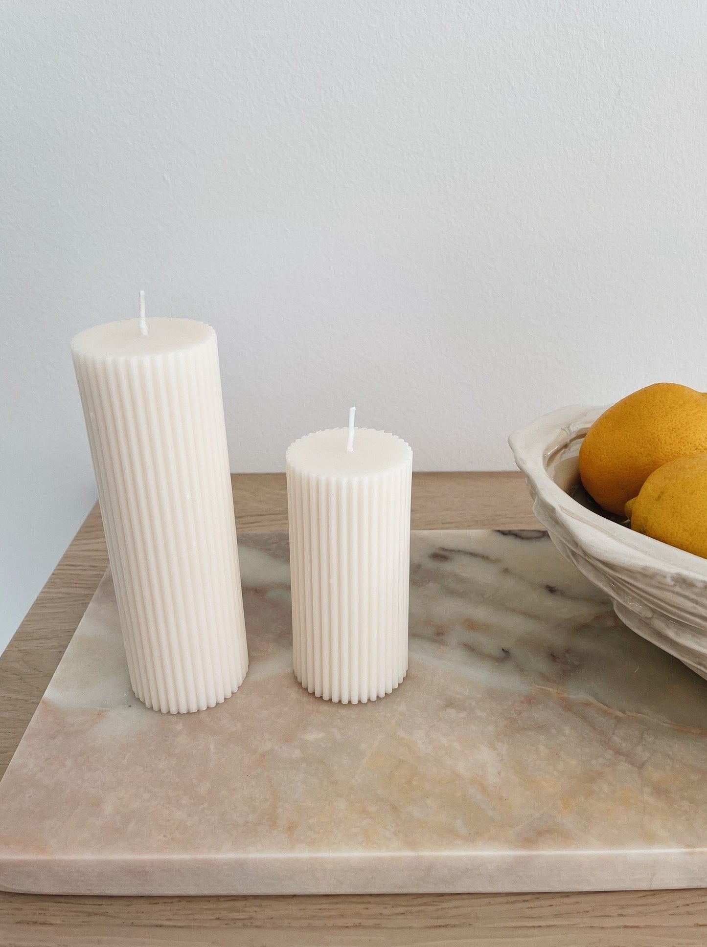 Handgefertigte Formkerzen STELLA DUO, aus Rapswachs, weiß, im Set